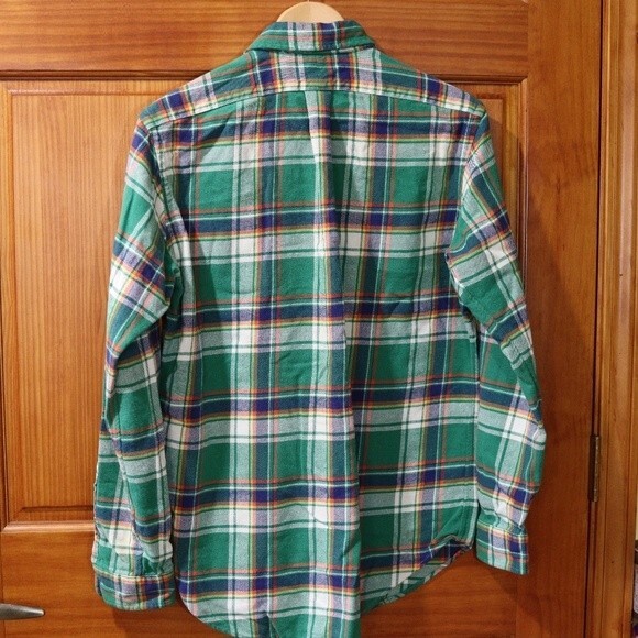 Ralph Lauren Thick Green Plaid Button Down Classic Fit Shirt Medium Cotton - Picture 7 of 11